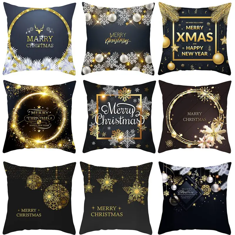 

45Cm Vrolijk Kerstfeest Kussenhoes Kussensloop 2021 Kerst Decoraties Voor Huis Xmas Navidad Noel Ornament Gelukkig Nieuwjaar