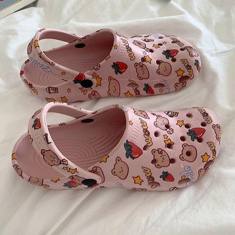 

Thick Bottom Students Women Slippers 2023 Pink Cartoon Anime Bear Girl Slippers Cute Girls Beach Slippers Sandals for Women