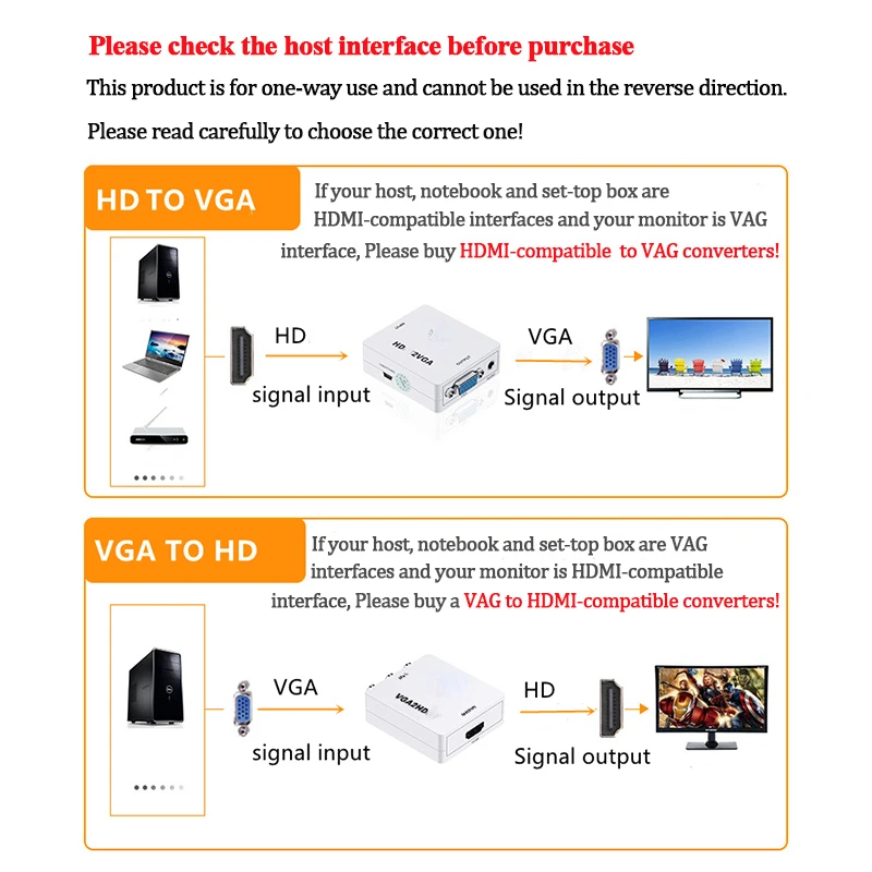 

2022 Trend For PS3 XBOX STB PC Laptop HDTV Projector DVD Switch 1080P Full HD Video Converter Box HDMI-Compatible To VGA Adapte