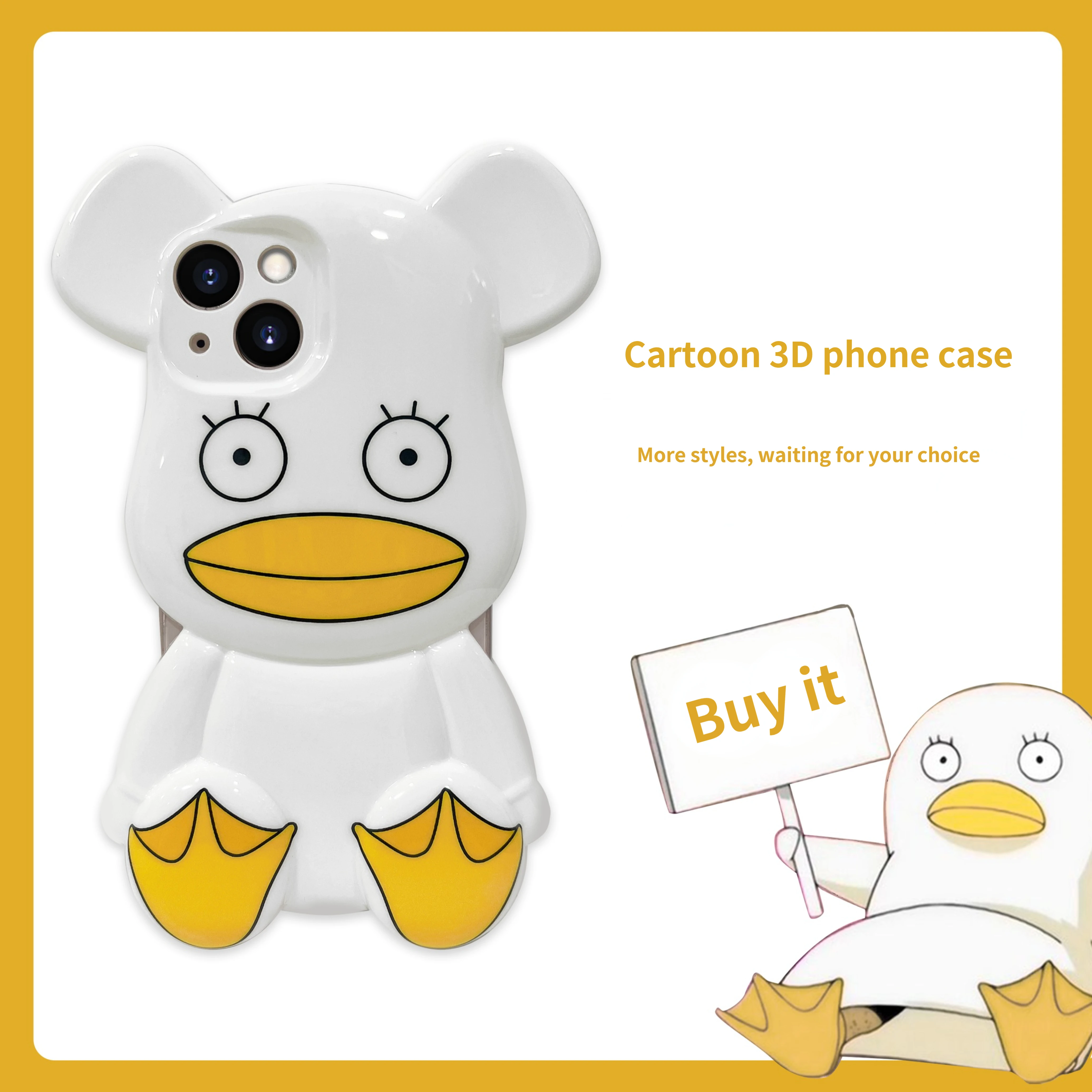 

3D Cartoon TPU Protective Shell for IPhone 13 11 12pro Xr Xs Cute Animal Duck Bear Case for Iphone 13 Promax 12 Promax