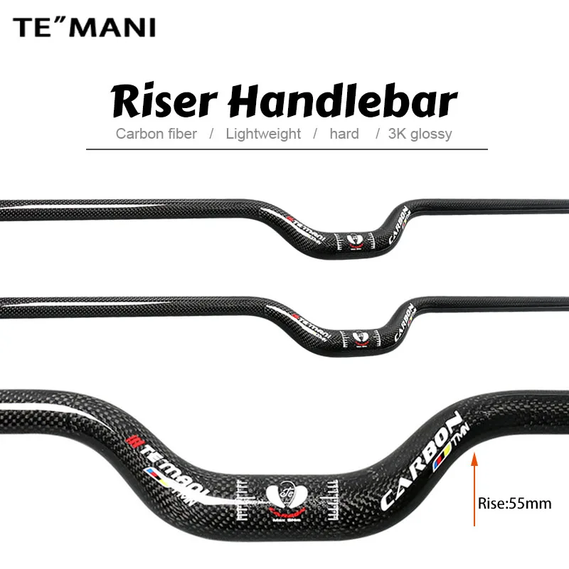 Фото Руль TEMANI Full Carbon U-образной формы для MTB, 25.4/31.8 мм, складной, с большим вылетом, аксессуары для велосипедов №1