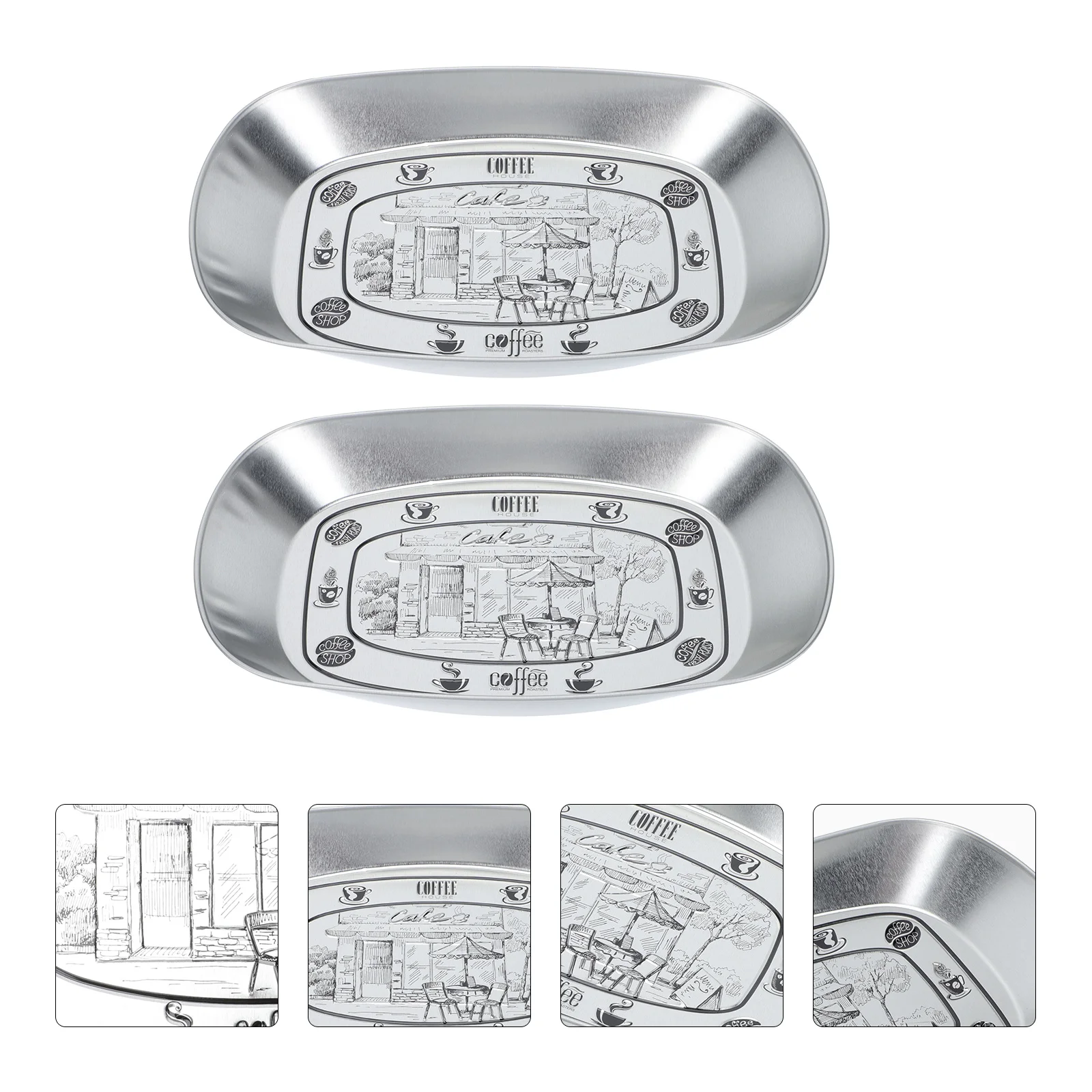 

2pcs Tinplate Fruit Dish Jewelry Organizer Holder Dish Decorative Snack Dish