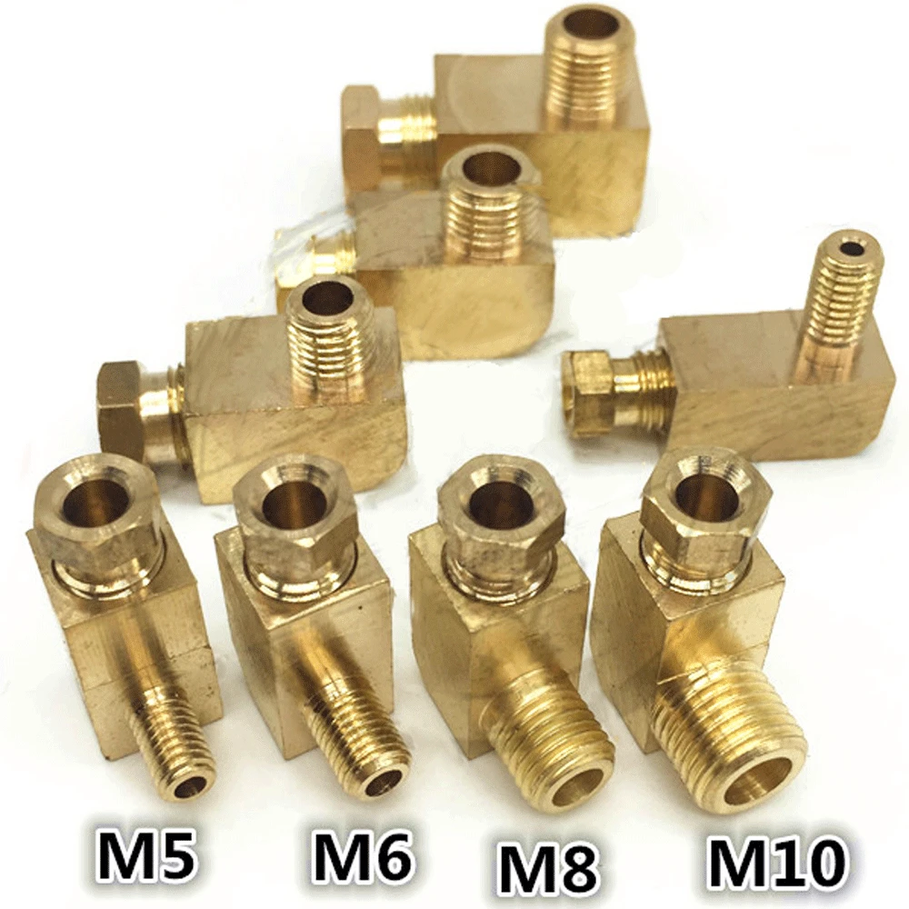 

M4 M6 M8 M10 1/8" 1/4" BSP Male To 4 6 8mm Compression Tube Elbow 90 Degree Coupler Brass Pipe Fitting Lubrication Oil