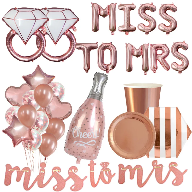

Wedding Decorations Miss To Mrs Balloon Banner Rose Gold Team Bride To Be Decoration Bridesmaid Sash Bachelorette Party Supplies