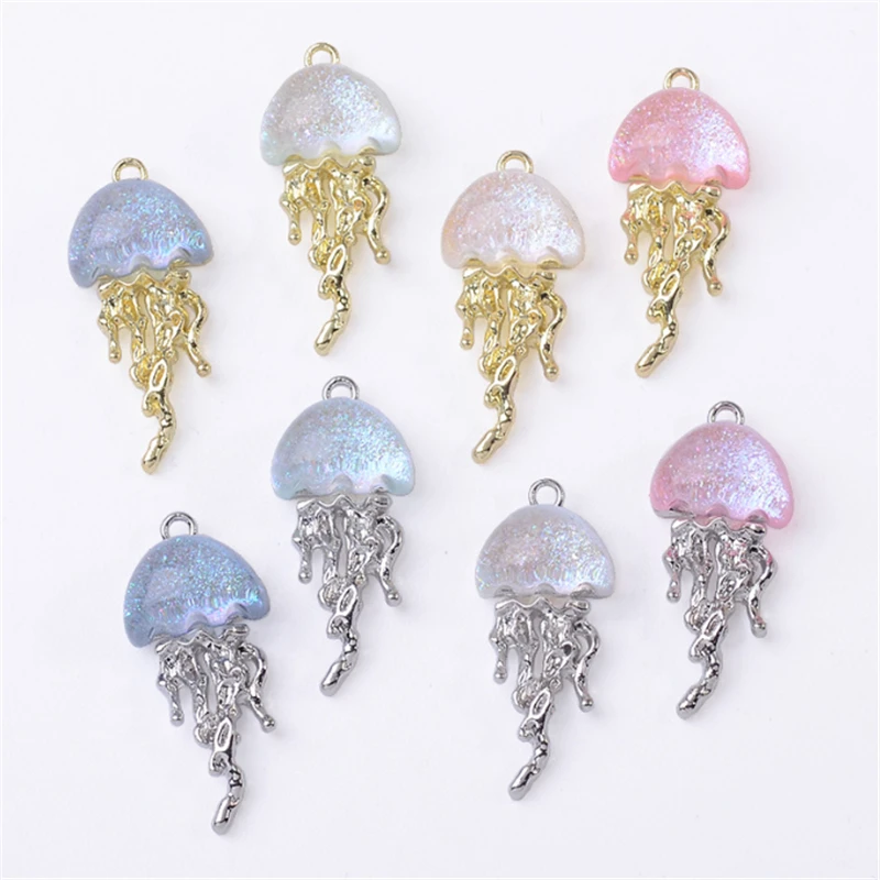 50 шт./лот новые 14 К позолоченные хрустальные подвески в виде медуз разъемы сделай