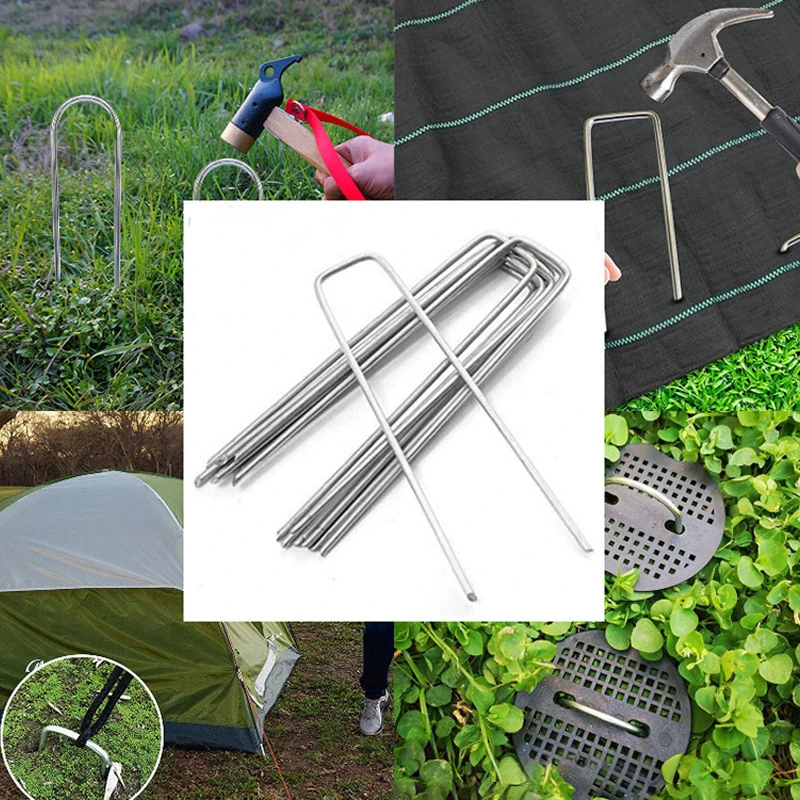 

40Pcs/Pack Garden Peg Silver Metal U-Shape Garden Staple Garden Ground Nail Film Fixed Pegs Gardening Fixing Tools Film Peg