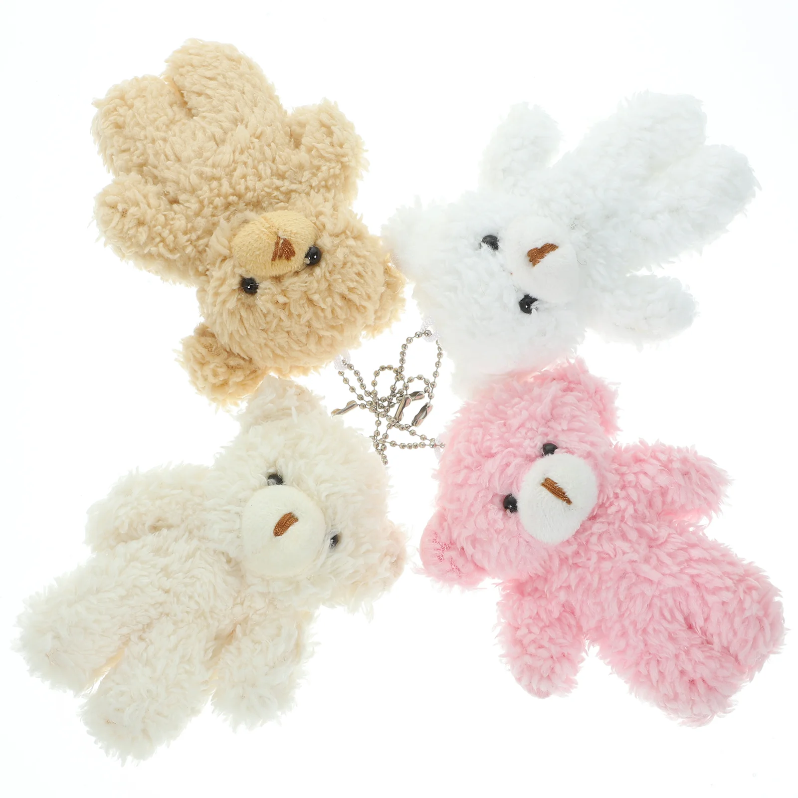 

4 Pcs Plush Bear Toys Key Chain Charm Mini Bears Keychain Cute Pendants Bags Backpack Keychains Child Ornaments