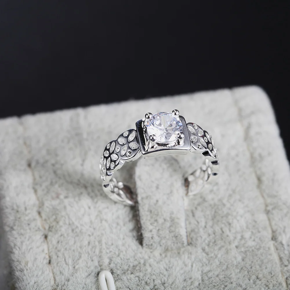 

925 Sterling Silver noble Square crystal ring For Women Fashion Party gifts wedding rings for couples diamond Jewelry engagement