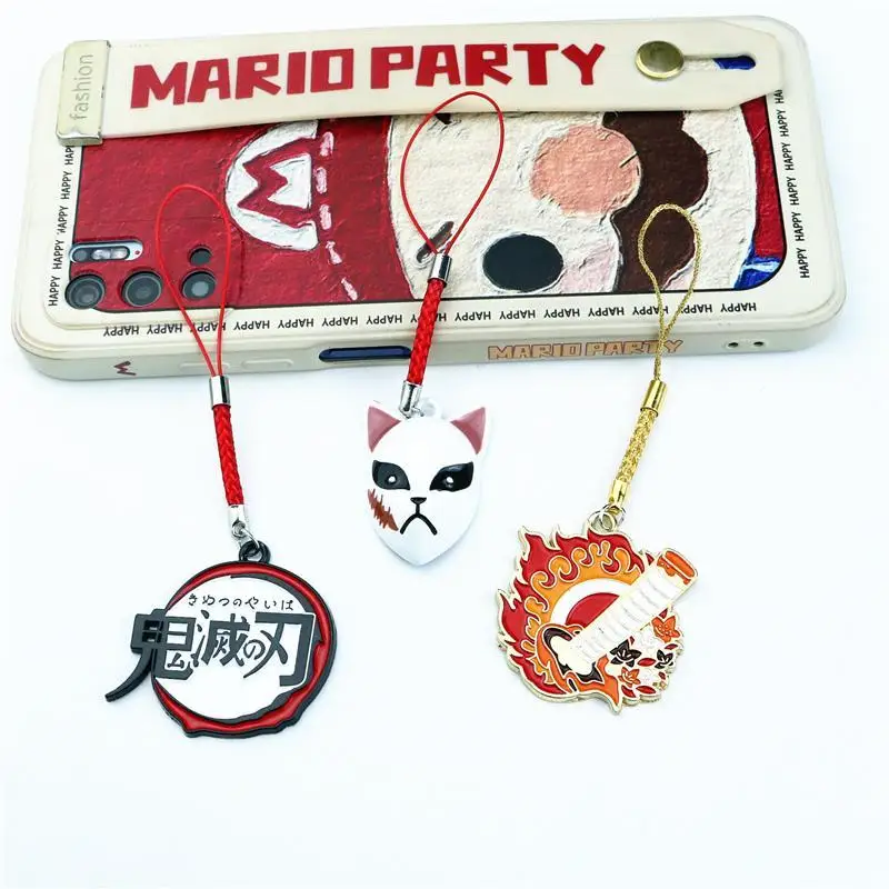 

Anime Demon Slayer phone charm Pendant Lanyard metal Key Chain For Bag iPhone Samsung Strap Hanging Rope keyring Accessories