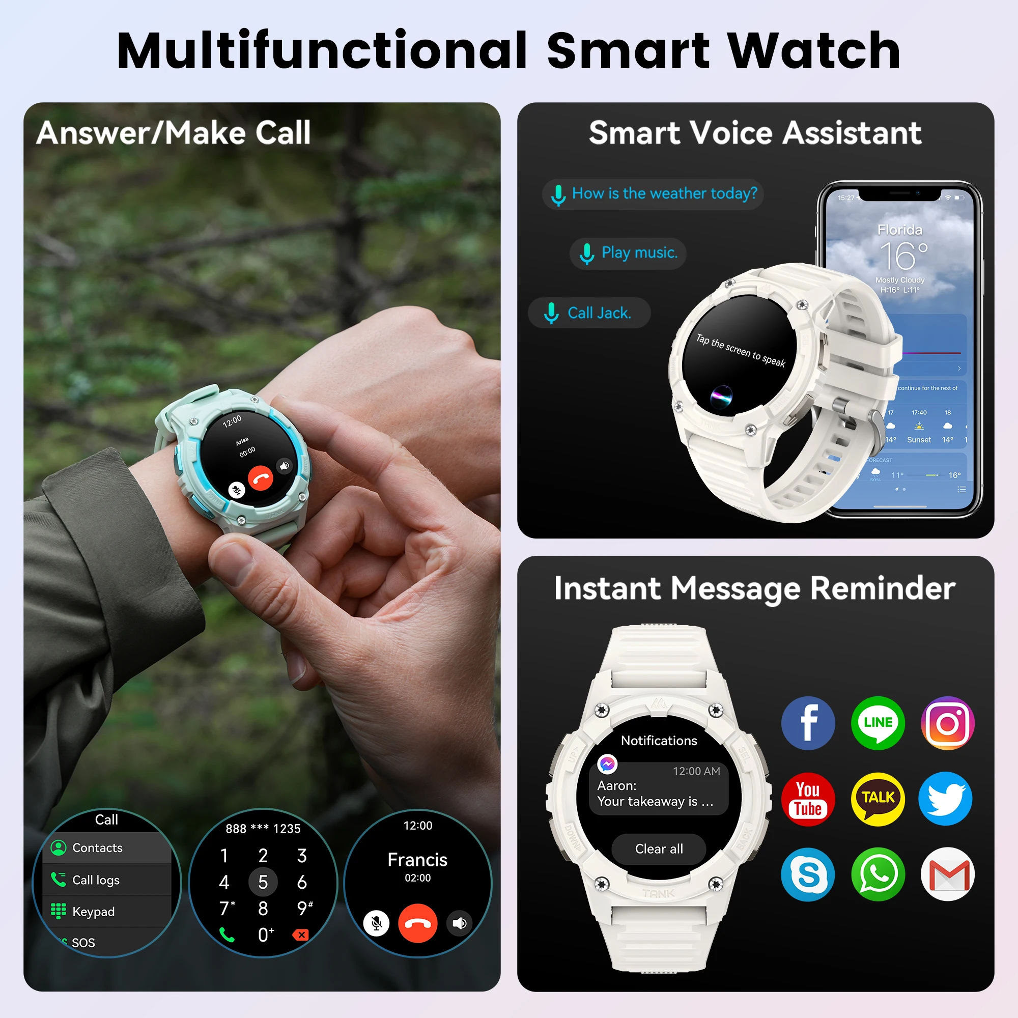 KOSPET TANK S2 GPS Смарт-часы для женщин Высотомер Барометр Компас Bluetooth Вызов AMOLED IP69K