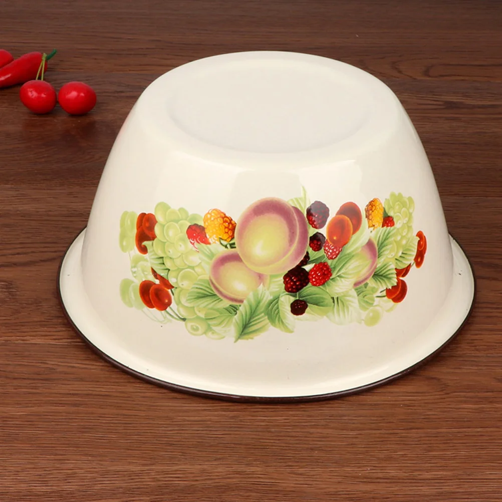

Bowl Enamel Basin Bowls Serving Enamelware Mixing Soup Vintage Metal Salad Noodle Enamels Plates Round Pot Chinese Tray Cereal