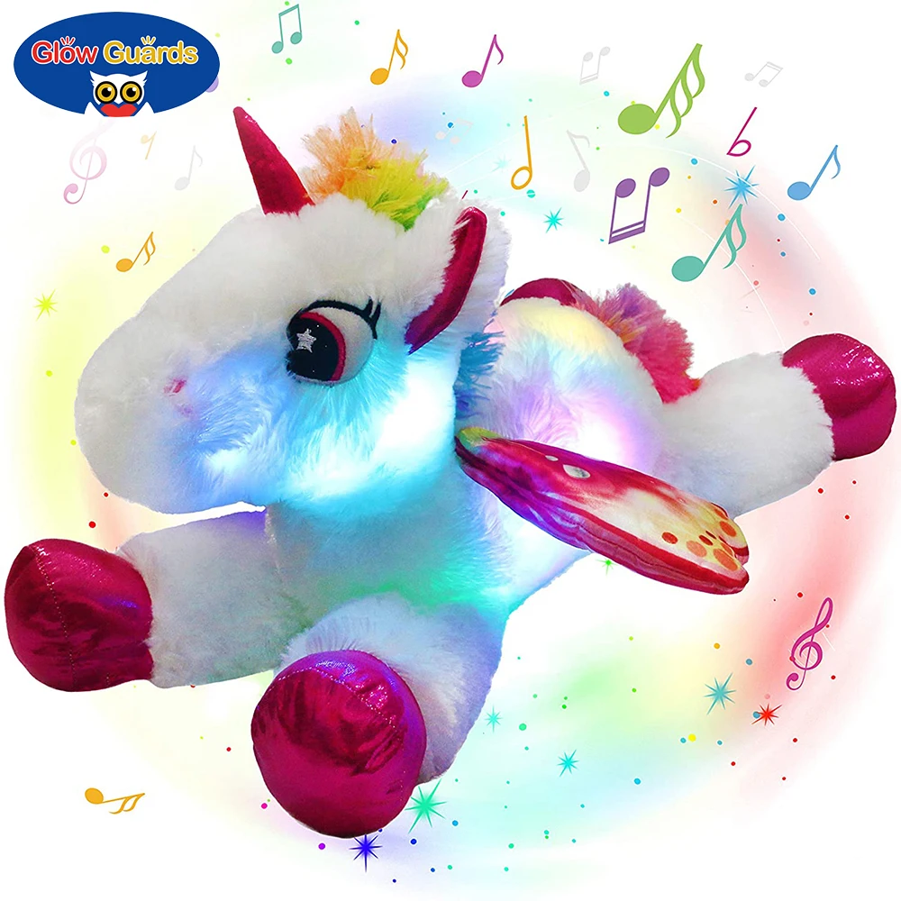 

Glow Guards LED Musical Stuffed Animals Unicorn Light-up Plush Toy with Night Lights Singing Glow Birthday for Girls Kids Toys