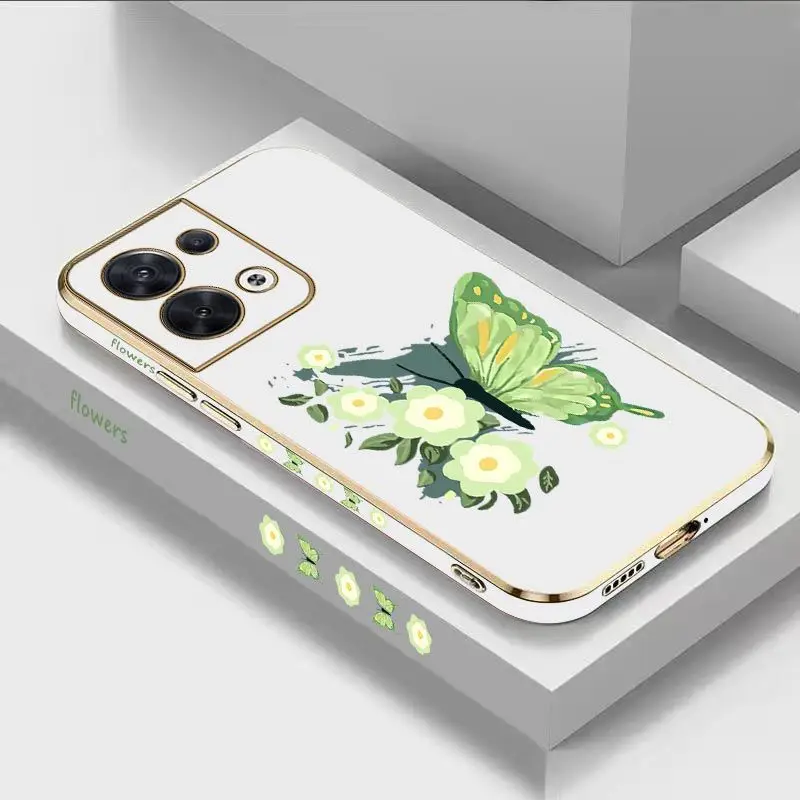 

Patterned Butterflies Luxury Plating Phone Case For OPPO Reno 8 8T 8 Pro 7 7Z 6 5 F19 F9 F9 Pro Cover