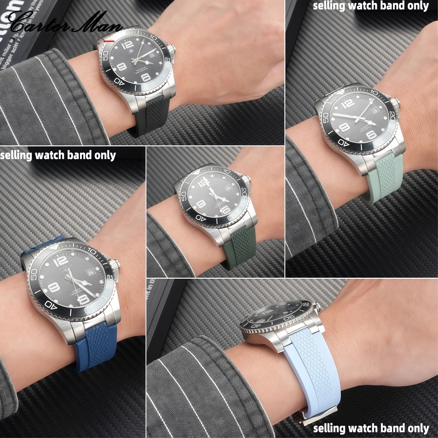 Фото Для Longines CONQUEST Series L3.781.4 FKM ремешок для часов модифицированный спортивный ремешок для часов из фторкаучука 21 мм водонепроницаемый мягкий ремешок №4