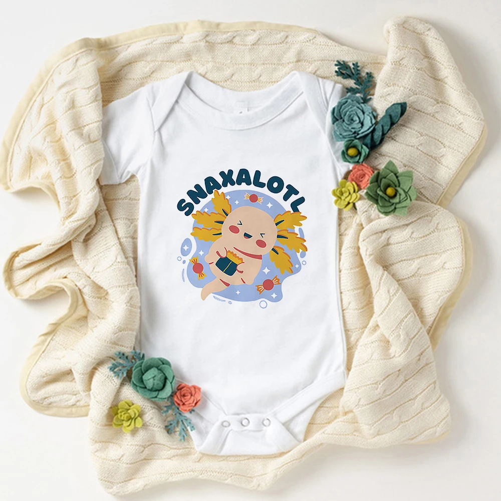 

Cute Cartoon Axolotl Baby Body Girl Boy Fashion Summer Infant Outfits Onesies Short Sleeve Comfy Newborn Clothes Toddler Romper
