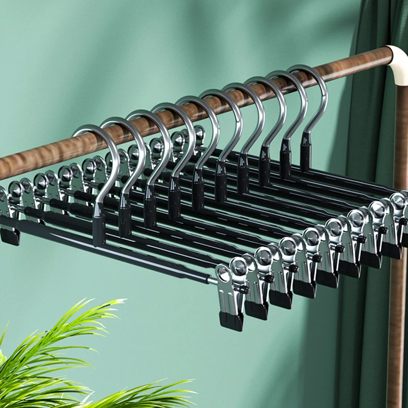 

10pcs Stainless Steel Pants Hanger Organizer Clothes Rack Underwear Storage Wardrobe Drying Rack Non-slip Clips Trouser Hangers