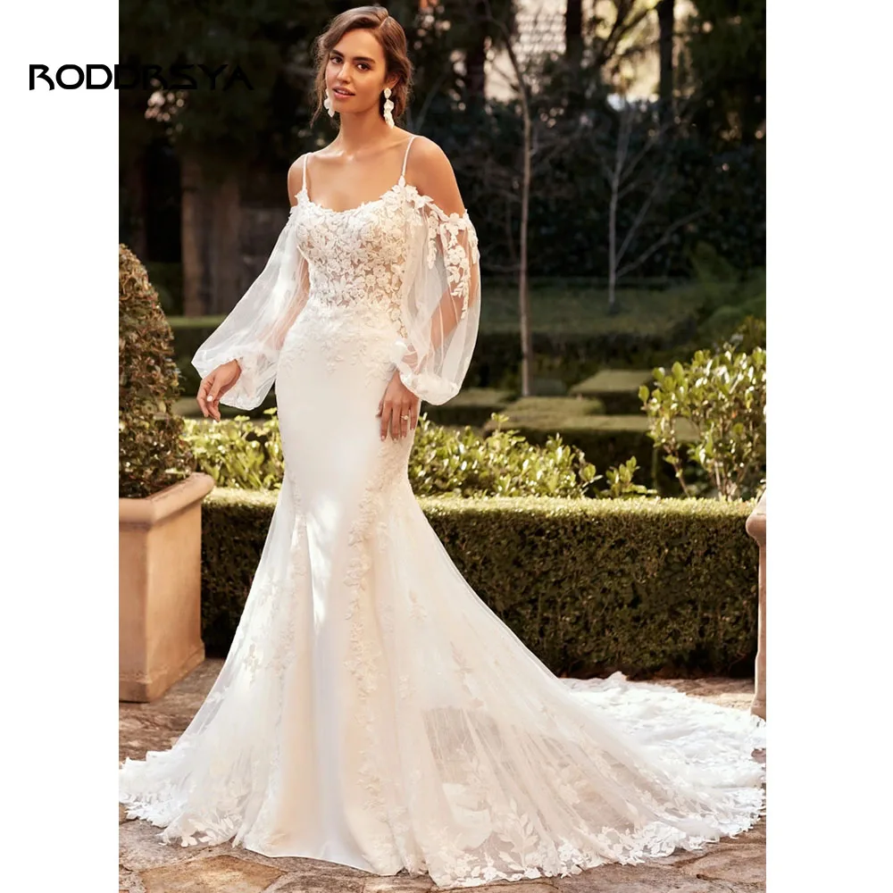 

Роскошное сексуальное свадебное платье RPDDRSYA в стиле бохо для женщин, 2023 женское платье с открытыми плечами и открытой спиной, со шлейфом