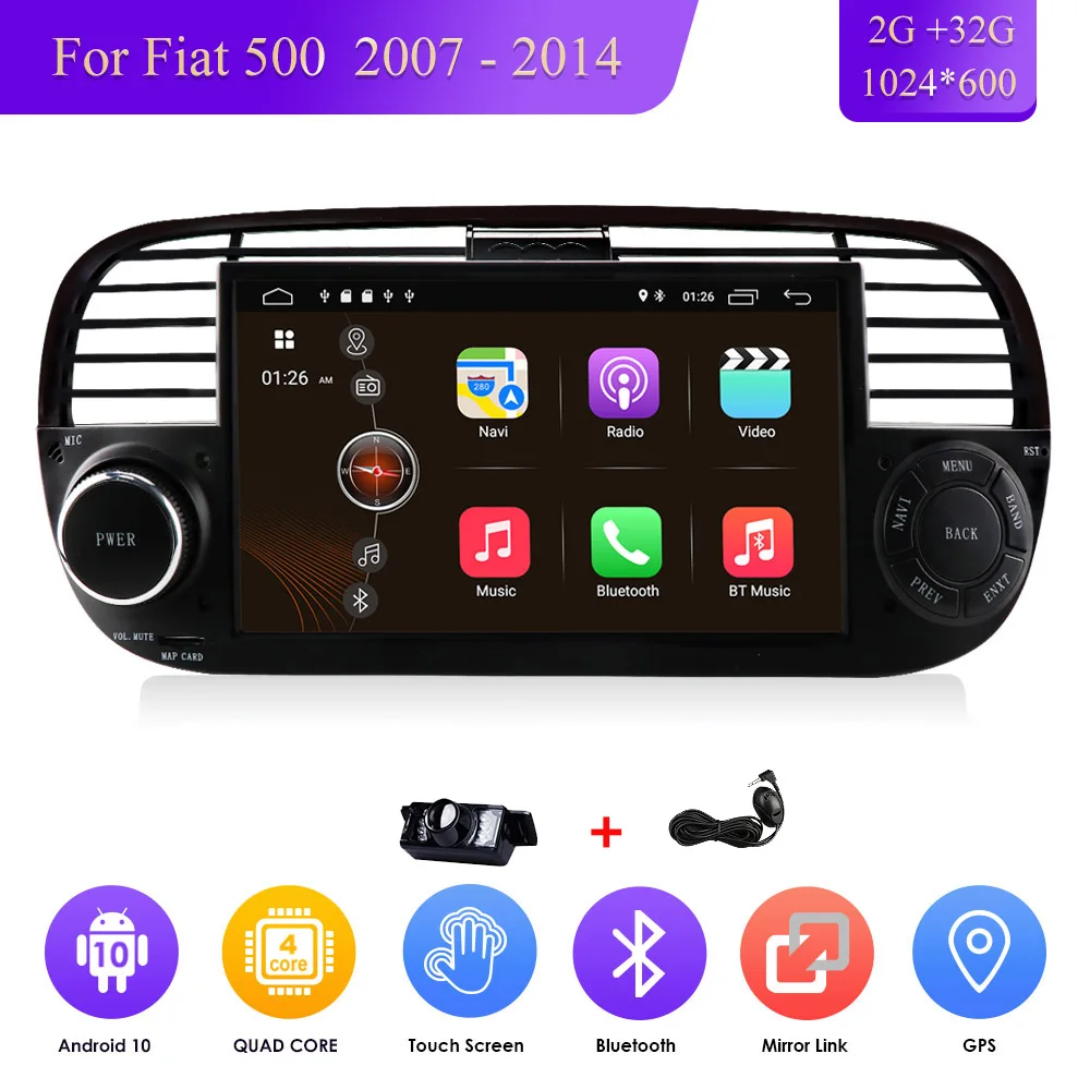 

Авторадио DSP IPS Android 10 Bluetooth GPS Автомобильный плеер мультимедийный для FIAT 500 2 Гб ОЗУ 32 Гб ПЗУ автомобильное радио Navi wifi 4G RDS SD