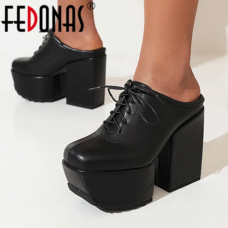 

FEDONAS 2022 Women Fashion Concise Pumps Spring Summer Casual Shoes Women Platforms Thick High Heels Office Lady Female Shoes