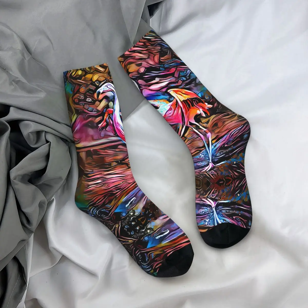 Симпатичные мужские Компрессионные носки в стиле ретро унисекс F-Fire фламинго