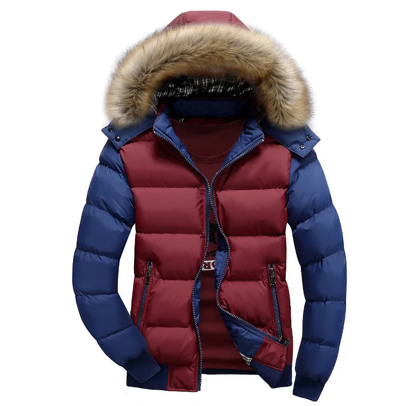 2022 Men's Hooded Fur Collar Warm Cotton Coat Coat Fashion Casual Men Clothing Winter Jackets  Winter Jacket Men