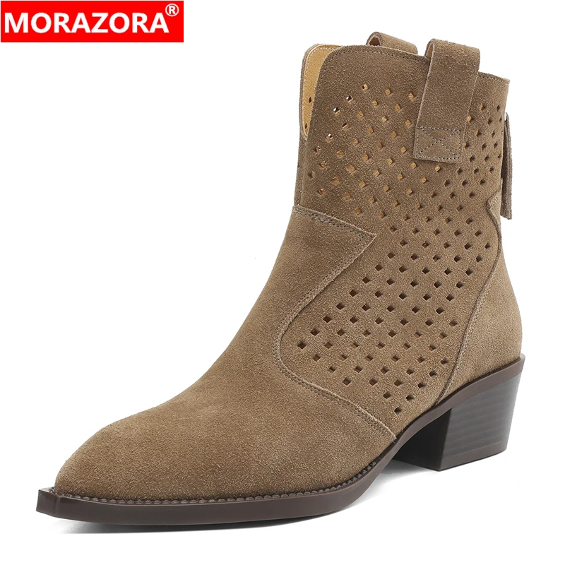 MORAZORA новые ковбойские сапоги в стиле вестерн большие размеры 34–41 дышащие