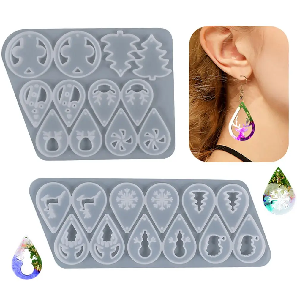 

DIY Epoxy Elk Snowflake Snowman Jewelry Making Tools Earrings Silicone Mold Resin Mould Ear Studs Christmas Molds