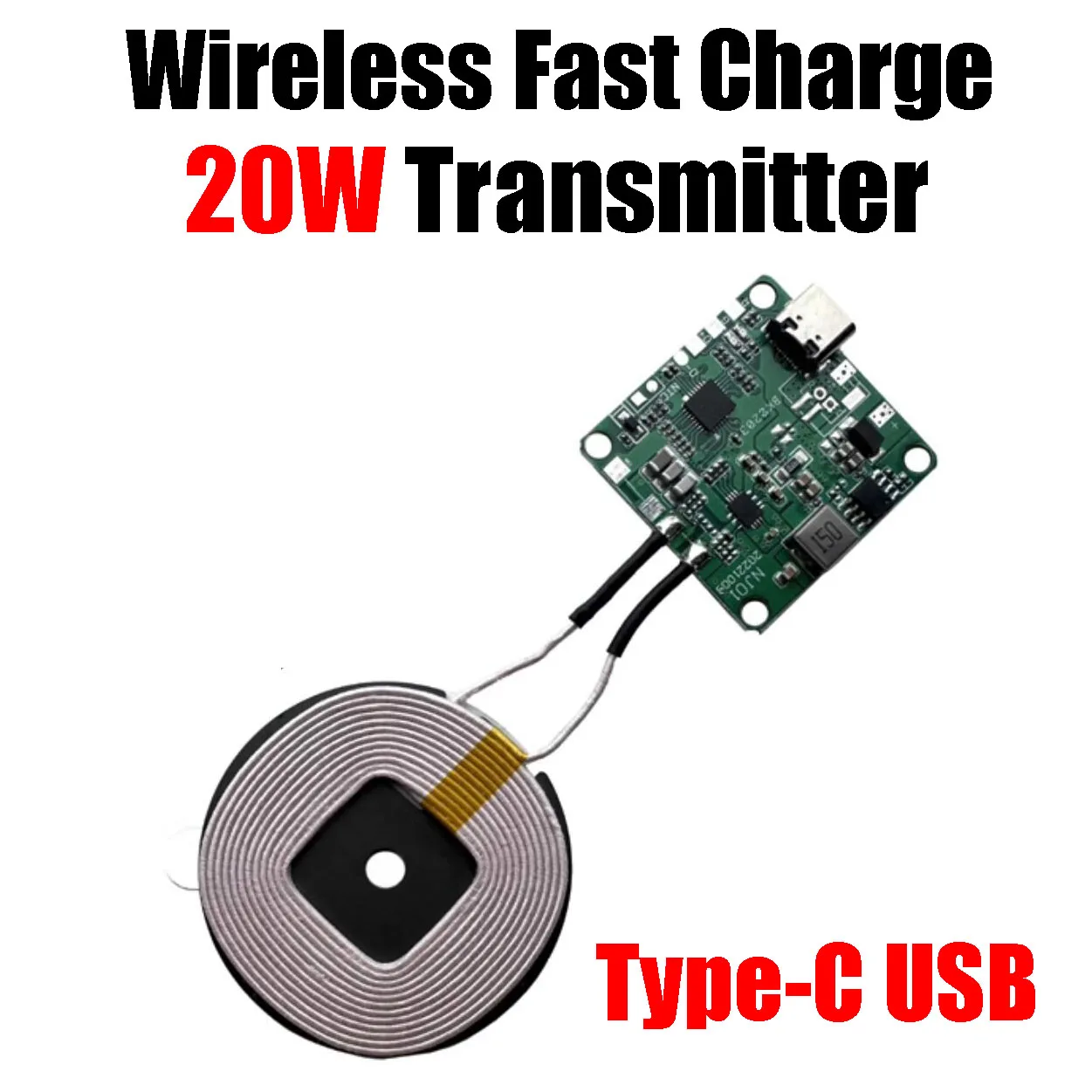 

Беспроводная зарядка Qi, 20 Вт, быстрая зарядка, модуль передатчика, внешняя мощность USB, 5 В, 12 В + катушка, 15 Вт, 10 Вт, 5 Вт, для автомобиля, Samsung, Huawei, IPhone