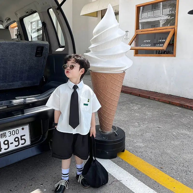 

6 School 2pcs Teenage Boys Shorts 8 Summer T-shirt Casual Boy For 10 12 4 Clothes Year Suit Sets 2023 Korean Funny
