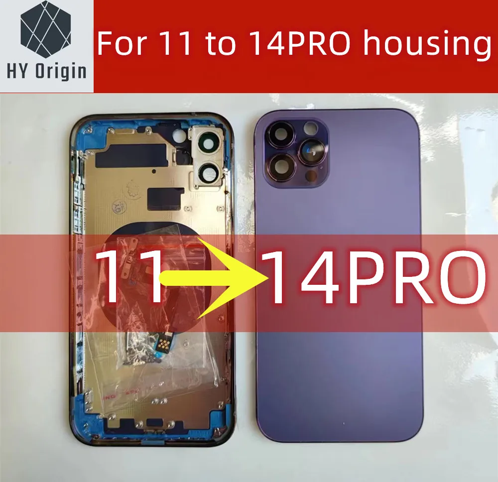 

Задняя крышка для самостоятельной сборки от 11 до 14 Pro, задняя батарея, средняя рамка для замены корпуса 11 например 14 Pro, 11 до iPhone 14 Pro