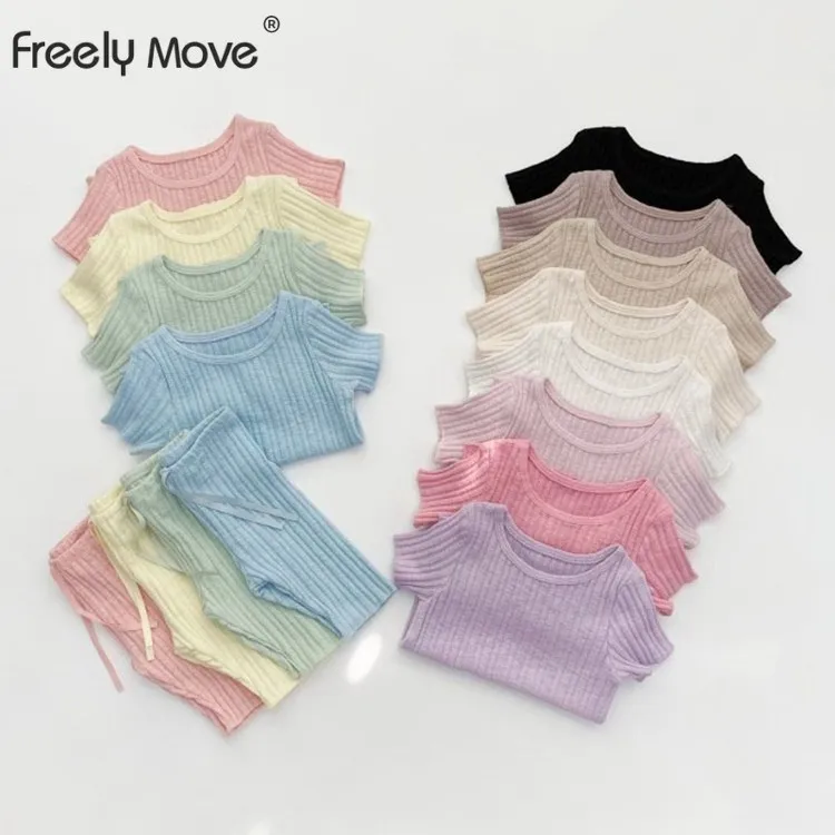 

Freely Move Solid Baby Clothes Set Summer Modal Newborn Baby Boys Girls Clothes 2PCS Baby Pajamas Unisex Kids Clothing Sets