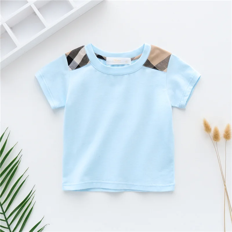 

Baby Boys T-shirts Summer Kids Short Sleeve Plaid T-shirt Gentleman Style Child Clothes