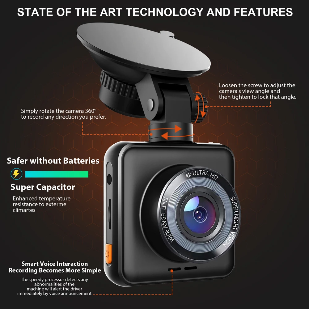 Видеорегистратор 4K Wi-Fi 2160P встроенный GPS |