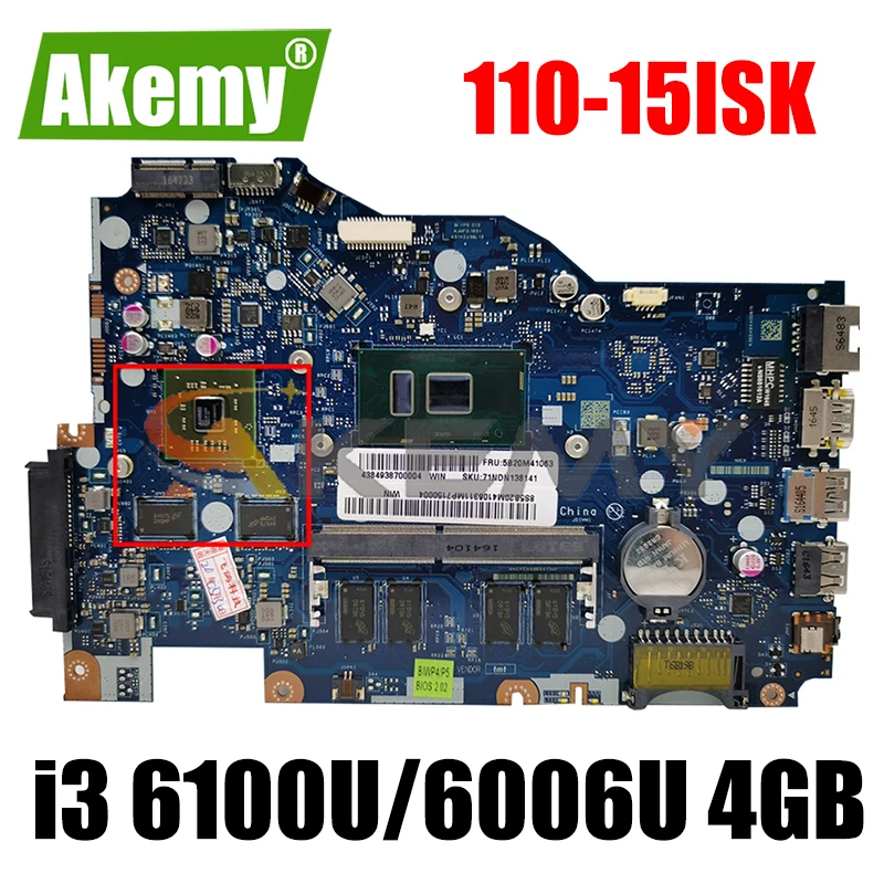 

Материнская плата для ноутбука Lenovo 110-15ISK BIWP4 / P5 LA-D562P CPU i3 6100U/6006U 4 Гб GPU R5 M430 2G 100%, работает, бесплатная доставка