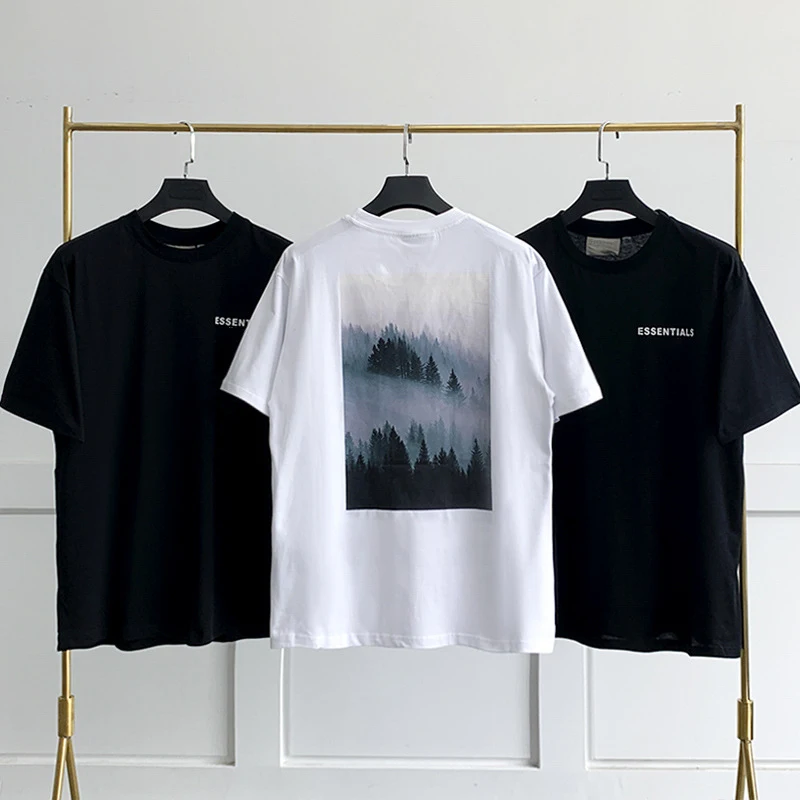 

Classic New ESSENTIALS Jerry Lorenzo Foggy Forest Short-Sleeved Rich Cloud Sea Ink T-Shirt Unisex Loose High Street Trip Tee