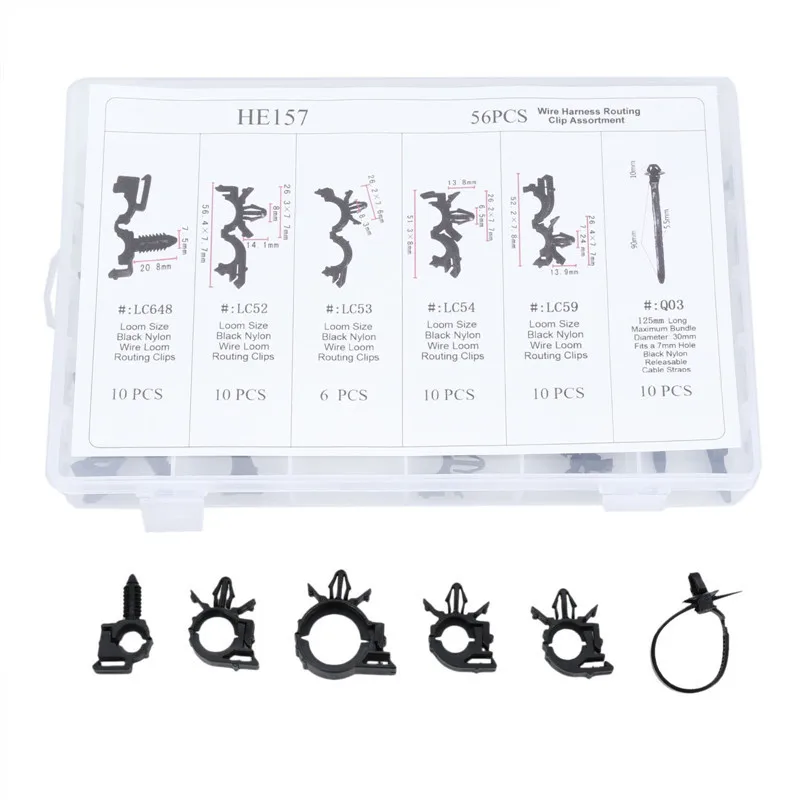

56pcs Vehicle Car Water Pipe Clamp Wire Harness Routing Clips for Ford Honda Mazda Audi Auto Fasteners Nylon Retainer Clip