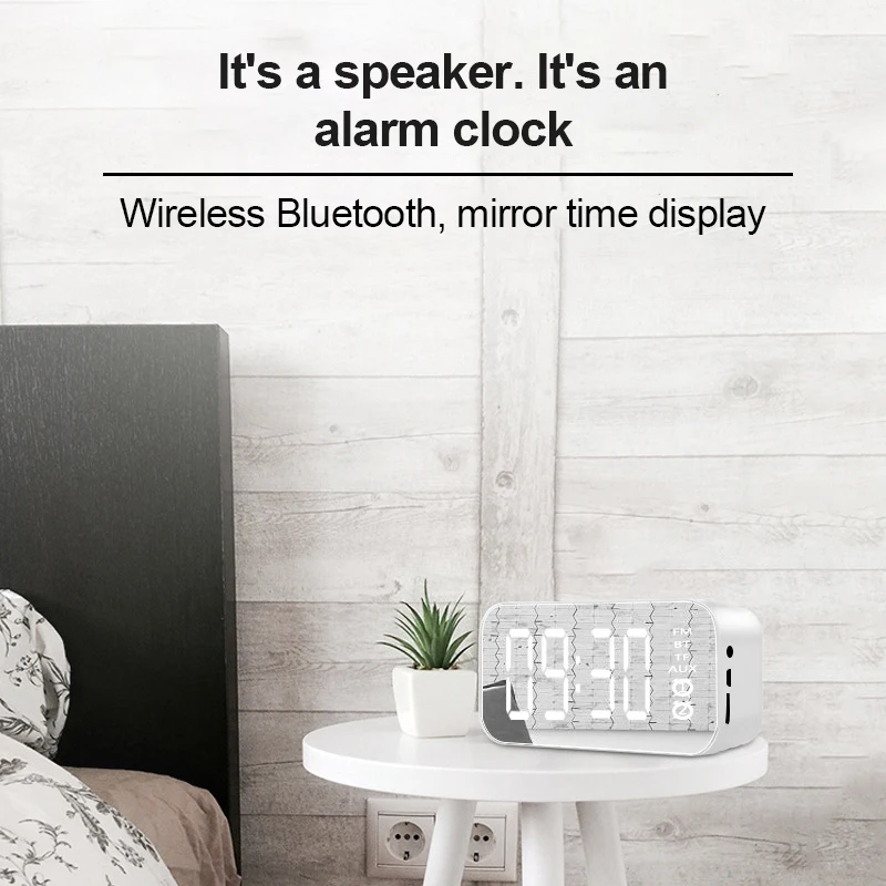 

Digital Clock Alarm Clocks Mobile Phone Subwoofer Led Mirror Screen Wireless Subwoofer Music Alarm Clock Speaker