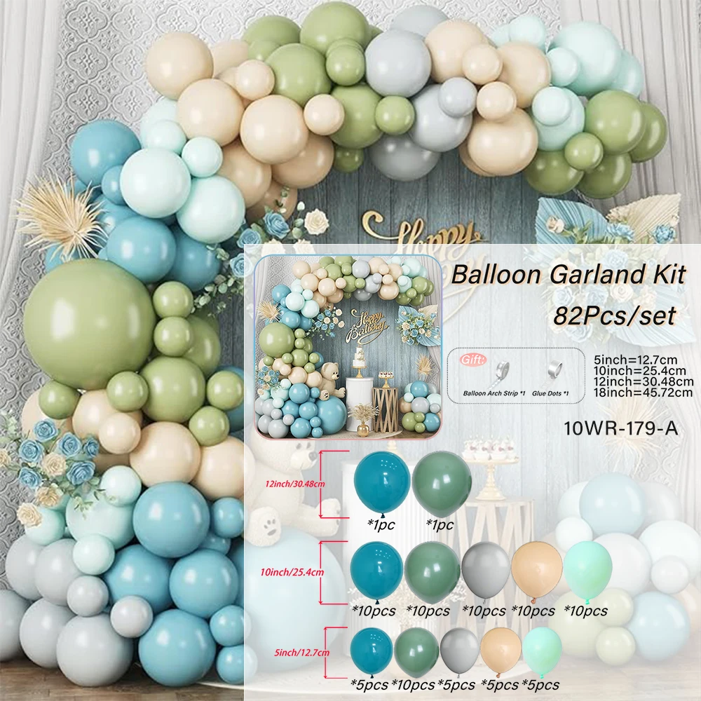 

Гирлянда из синих и зеленых шаров WellParti, 82 шт.