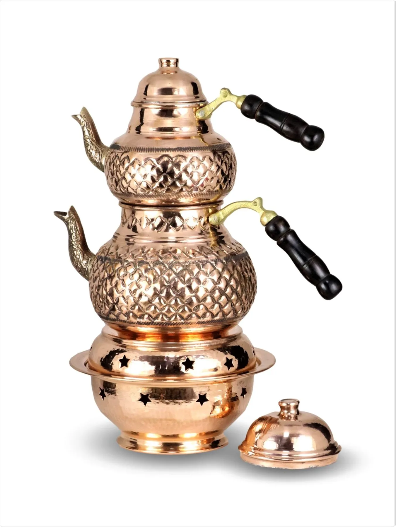 

Morya Copper Turkish Tea Pots Set 1teapot Warmer Coffee Teaware Kettle Infuser Vintage Kitchen Decor Handmade 2.5L