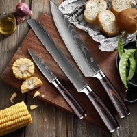xituo kitchen knife 8 inch pro chef knives laser damascus pattern stainless steel fishmeat carving santoku slicing bread knife