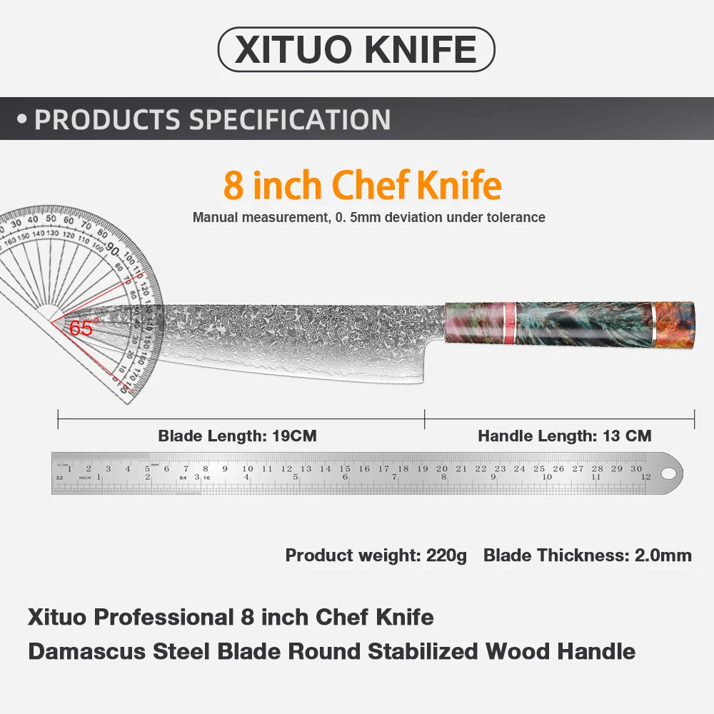 Дамасский нож шеф-повара японский гируто 8-дюймовый VG-10 дамасская сталь 67 слоев