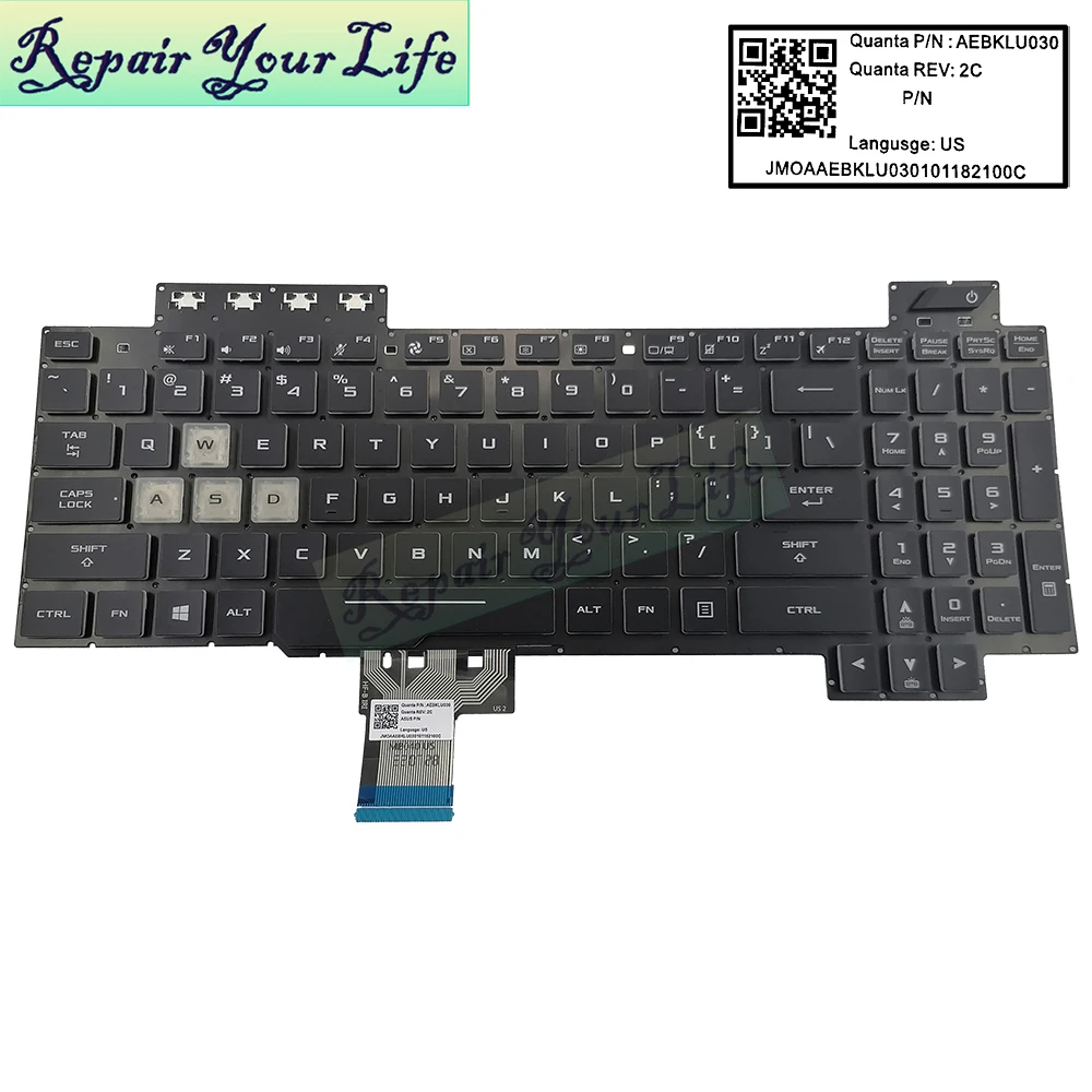 

FX505 US Backlit Laptop Keyboard for Asus Tuf Gaming FX505GT FX505GM FX505GE FX505GD FX505G FX505DT FX86 English AEBKLU030 New