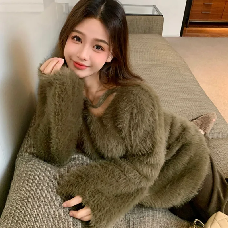 Пуловеры женские корейский модный свитер нежный пушистый приятный для кожи