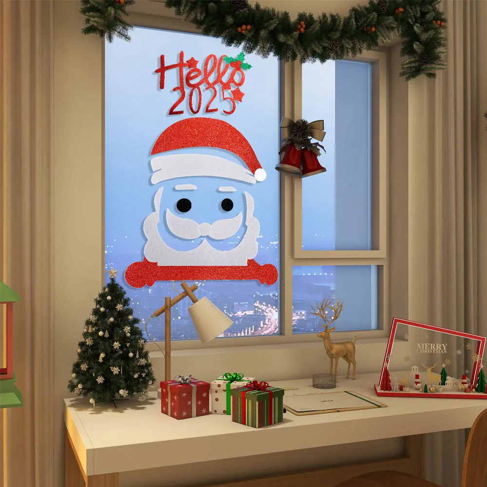 Декоративные наклейки на окно с новогодним принтом