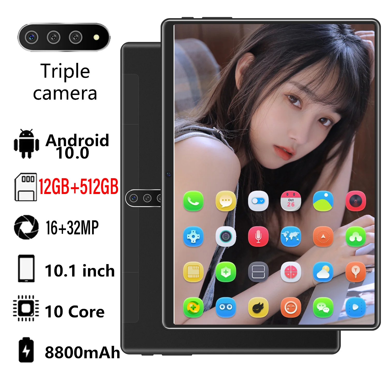 

Планшетный ПК T10W, Android 10,0, Google Play, нетбук, ноутбук 10,1 дюймов, 16 Мп + 32 МП, 6 ГБ + 128 ГБ, 8800 мАч, Wi-Fi, GPS, Bluetooth, мини-компьютер