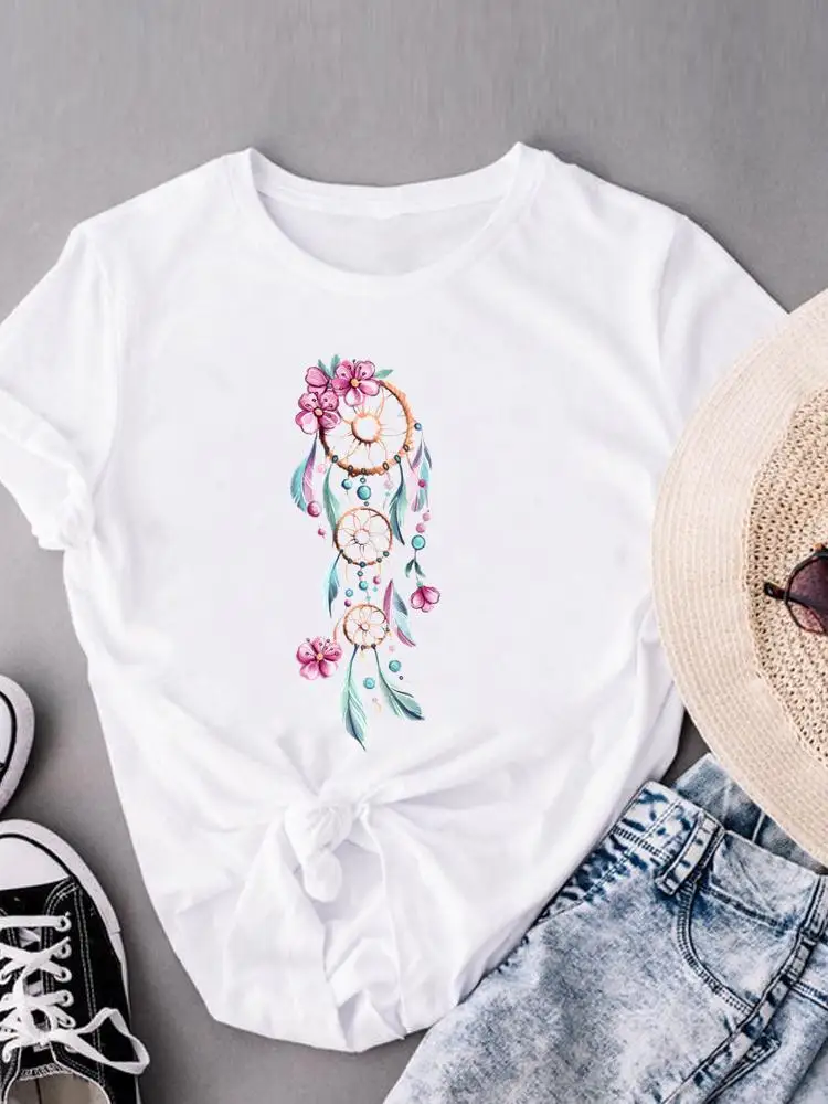 

Футболка женская с коротким рукавом, милая модная повседневная одежда с принтом, с графическим принтом, на лето