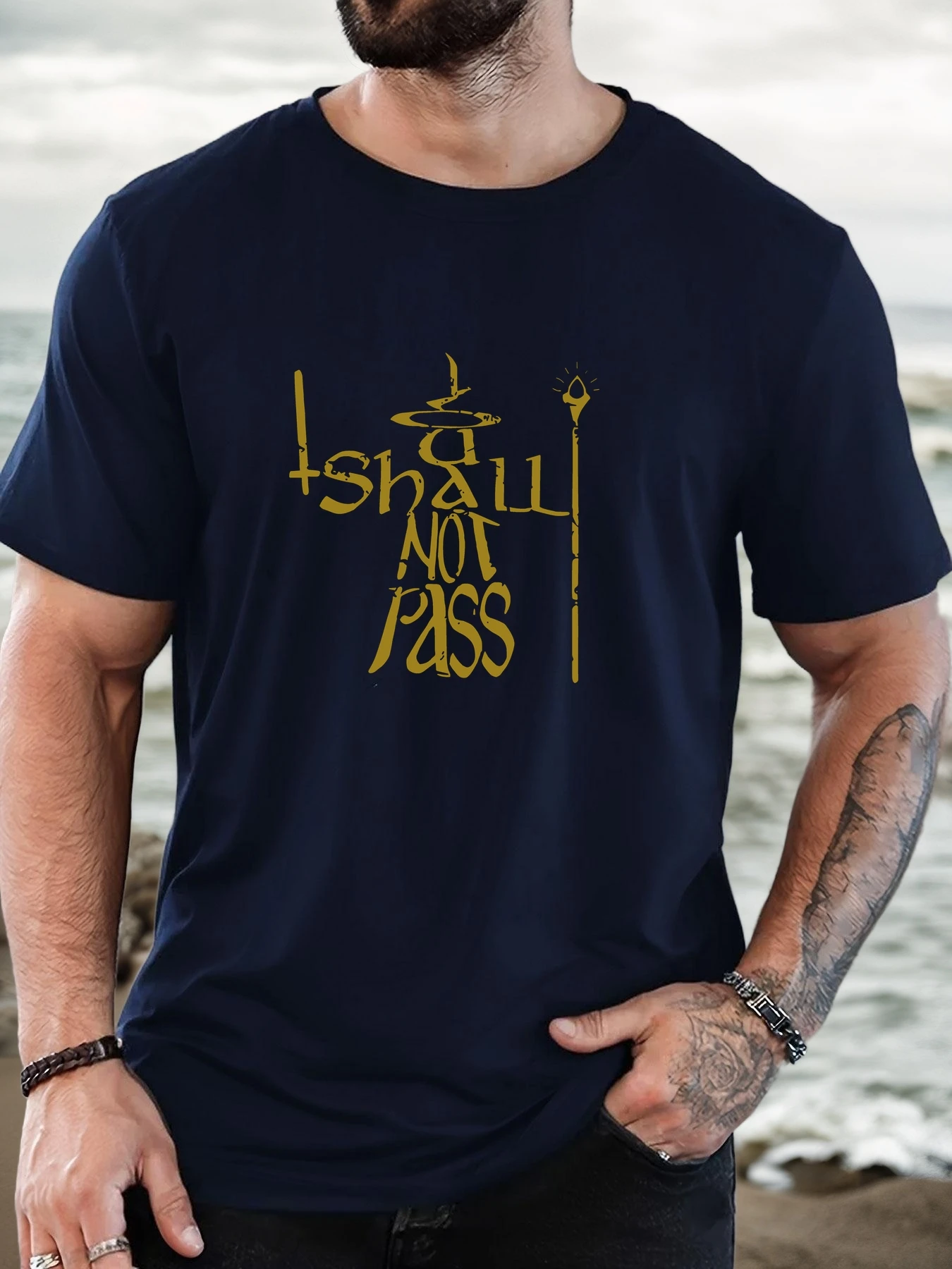 Фото Мужская футболка с принтом из 100% хлопка I not pass Pattern Summer Casual Oversize Round Neck Short Sleeve Comfortable Daily Tee №5