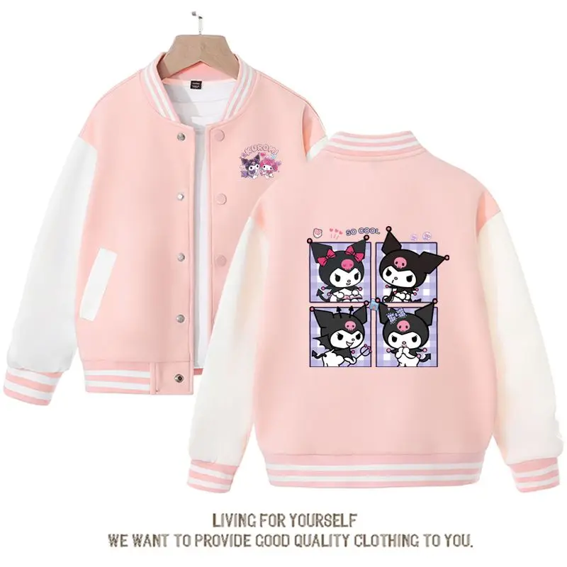 

Anime Sanrios Hellokitty Kawaii Kuromi Cute Cartoon Girl Coat Spring And Autumn New Loose Sports Baseball Uniform Birthday Toys