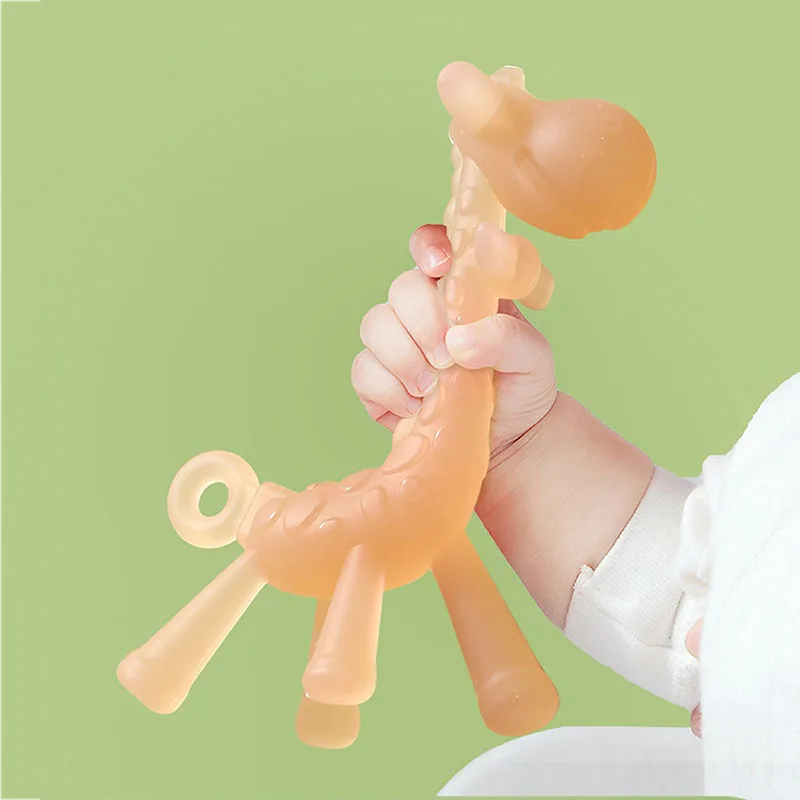 

Детская силиконовая учебная зубная щетка BPA Free, форма жирафа, Безопасный детский Прорезыватель для зубов, жевательные игрушки, кольцо для пр...