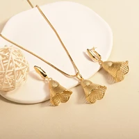 selead fashion jewelry set women gold plated drop earrings and pendants set luxury quality copper african jewelry wedding